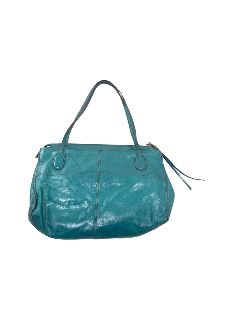 HOBO International Teal Leather Tote Shoulder Bag Slouchy Zip Top Boho - Picture 3 of 8